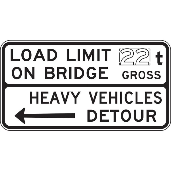 LOAD LIMIT ON BRIDGE XX T GROSS HEAVY VEHICLES DETOUR