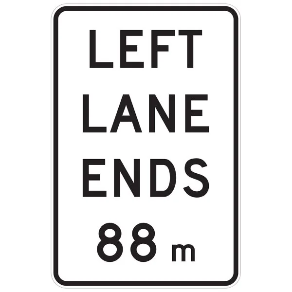 LEFT LANE ENDS XX M