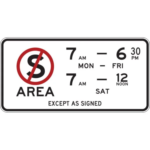 NO STOPPING AREA MAJOR ENTRY