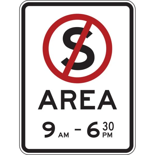 NO STOPPING AREA MINOR ENTRY