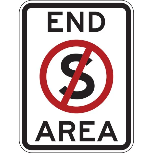 NO STOPPING AREA END