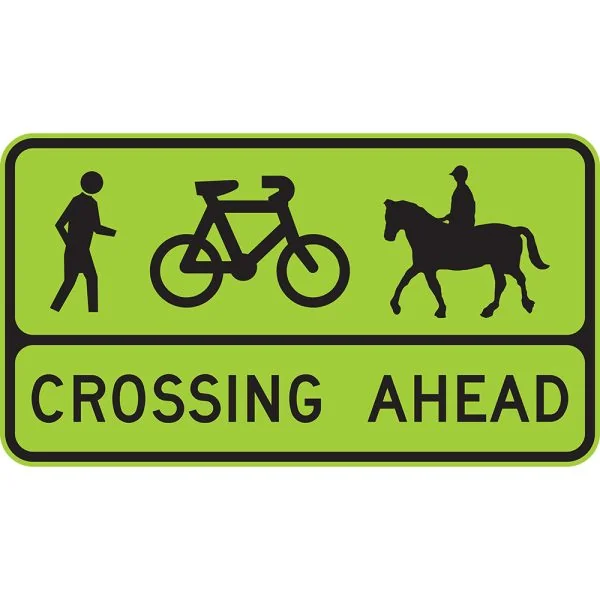 RAIL TRAIL CROSSING AHEAD